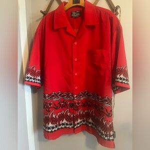 Mecca Y2K tribal flames camp shirt men’s XL oversized
